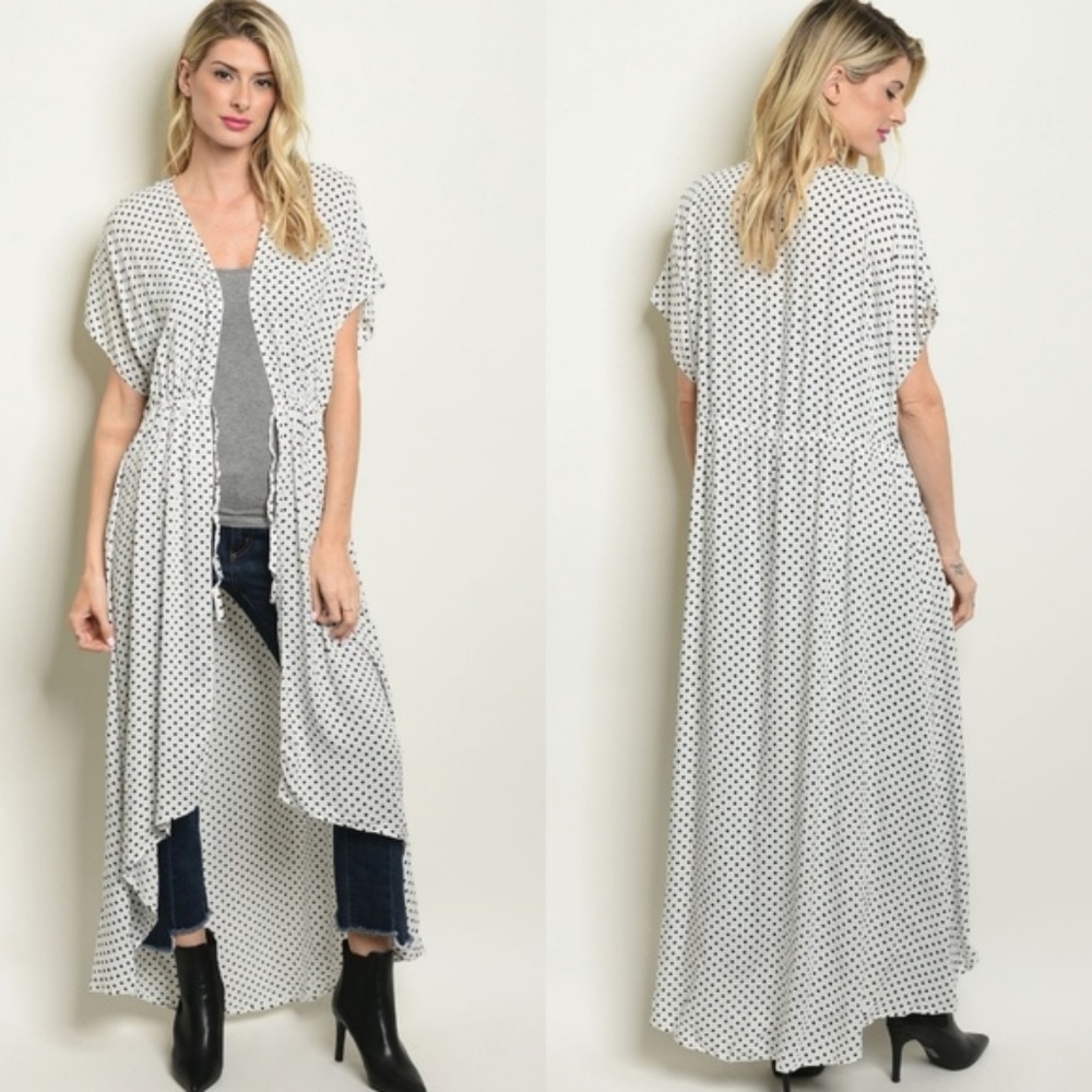 SOLD OUT !!  Off White Black Polka Dot Kimono